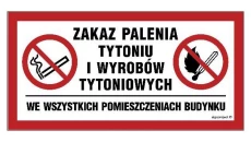 ZNAK - NC139 Zakaz palenia i używania otwartego ognia na terenie całego obiektu z wyjątkiem miejsc wyznaczonych 80 x 40 cm PN -
