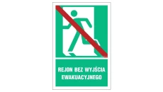 ZNAK - AC054 Rejon bez wyjścia ewakuacyjnego lewostronny 35 x 52,5 cm TS - Płyta TD foto.