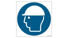 ZNAK - GJ014 Nakaz stosowania ochrony głowy 15 x 15 cm KS - Folia podłogowa foto.