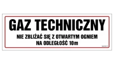 ZNAK - NC102 Gaz techniczny. Nie zbliżać się z otwartym ogniem 90 x 30 cm FN - Folia samoprzylepna