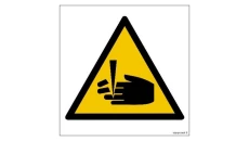 ZNAK - GE007 Ostrzeżenie przed niebezpieczeństwem obcięcia palców 20 x 20 cm KN - Folia podłogowa