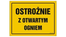 ZNAK - OA140 Ostrożnie z otwartym ogniem 30 x 21,5 cm FN - Folia samoprzylepna