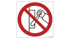 ZNAK - GB055 Zakaz uruchamiania maszyny (urządzenia) 25 x 25 cm TS - Płyta TD foto.