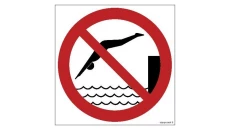ZNAK - GB037 Zakaz skakania do wody 20 x 20 cm FN - Folia samoprzylepna