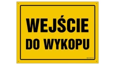 ZNAK - OA097 Wejście do wykopu 45 x 32 cm BN - Płyta żółta 0,6mm