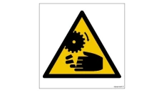 ZNAK - GE021 Ostrzeżenie przed możliwością obcięcia palców przez wirujące elementy 20 x 20 cm TS - Płyta TD foto.