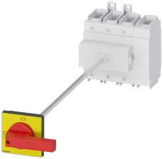 Rozłącznik główny/awaryjny 3P+N 250A 132kW AC23A 400V montaż na płycie z wałkiem pokrętło piórkowe 4 otwory 3LD2418-1TL13