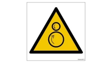 ZNAK - GD025 Ostrzeżenie przed ruchomymi rolkami 25 x 25 cm TS - Płyta TD foto.