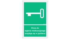 ZNAK - AC066 Klucz do wyjścia ewakuacyjnego znajduje się w dyżurce pielęgniarek 70 x 105 cm KS - Folia podłogowa foto.