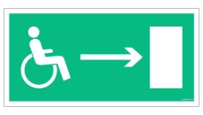 ZNAK - AC009 Wyjście ewakuacyjne dla niepełnosprawnych w prawo 40 x 20 cm FS - Folia samoprzylepna foto.