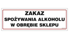 ZNAK - NC015 Zakaz spożywania alkoholu w obrębie sklepu 75 x 25 cm FN - Folia samoprzylepna
