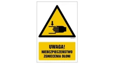 ZNAK - GF039 Uwaga! Niebezpieczeństwo zgniecenia dłoni 50 x 75 cm KN - Folia podłogowa