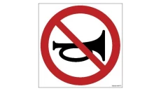ZNAK - GB007 Zakaz używania sygnałów dźwiękowych 20 x 20 cm PS - Płyta 1mm foto.