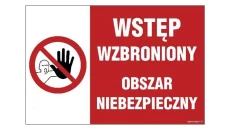 ZNAK - NC083 Wstęp wzbroniony obszar niebezpieczny 60 x 40 cm BN - Płyta żółta 0,6mm