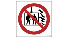 ZNAK - BB021 Nie używać dźwigu w przypadku pożaru - arkusz 12 naklejek 5 x 5 cm FN - Folia samoprzylepna