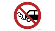 ZNAK - GB006 Nie zostawiać włączonych silników spalinowych 50 x 50 cm FN - Folia samoprzylepna