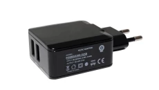 Wtyczkowy zasilacz Impulsowy 5V/3.1A/16.5W wertykalny, gniazdo AC:CEE7/16. gniazdo DC: USB x2