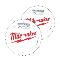 Zestaw tarcz do drewna 254 x 30 mm 2 szt. 24 + 48 zębów TWIN PACK do ręcznych pił tarczowych MILWAUKEE