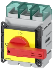 Rozłącznik główny/awaryjny 3P 250A 132kW AC23A 400V montaż tablicowy pokrętło żółto-czerwone piórkowe 4 otwory 3LD2405-0TK13