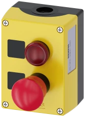Kaseta żółta z przyciskiem bezpieczeństwa 2R 1Z oraz LED czerwony 24V AC-DC IP69k SIRIUS ACT 3SU1802-0NB00-2AB2