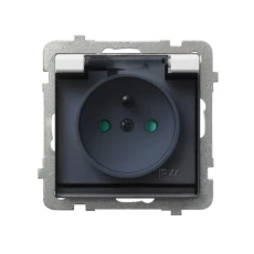 SONATA Gniazdo bryzgoszczelne z uziemieniem IP-44 z przesłonami torów prądowych wieczko przezroczyste biały mat GPH-1RZP/m/75/d