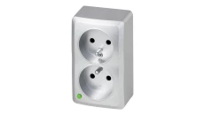 BERG Gniazdo podwójne z uziemieniem n/t GNT 2x2P+Z srebrne 3743-06