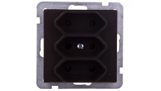 SONATA Gniazdo potrójne b/u 2,5A EURO czekoladowy metalik GP-3R/m/40