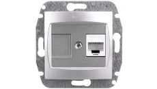CARLA Gniazdo komputerowe pojedyncze RJ45 cat 5e srebrne 1748-16