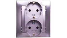 IMPRESJA Gniazdo podwójne z/u Schuko tytan GP-2YS/23
