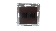 Simon 54 Gniazdo komputerowe podwójne 2xRJ45 kat.6 z przesłoną brąz mat D62.01/46