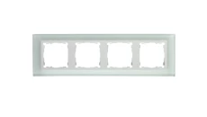 Simon 82 Ramka poczwórna pozioma szklana natural/ ramka pośrednia biała 82647-60