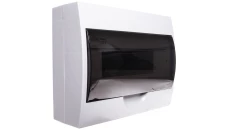 Rozdzielnica modułowa tworzywo 1x12 natynkowa IP40 IK06 N+PE II klasa drzwi transparentne szare DB112S 1X12P/SMD biały 3833
