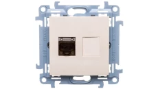 Simon 10 Gniazdo komputerowe pojedyncze RJ45 kat.6 ekranowane kremowy C61E.01/41