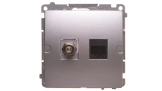 Simon Basic Gniazdo antenowe typu F + RJ45 kat.6 srebrny mat BMAFRJ45.01/43
