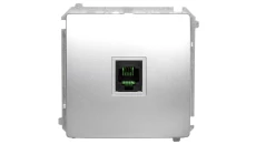 Simon Basic Gniazdo telefoniczne RJ11 uniwersalne pojedyncze srebrny mat BMTU.01/