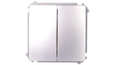 Simon Basic Przycisk podwójny zwierny, dwuobwodowy: 2 we+2wy 16AX 250V, szybkozłącza, srebrny mat BMP2.01/43