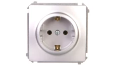 Simon Basic Gniazdo wtyczkowe z uziemieniem Schuko 16A 250V srebrny mat BMGSz1.01/43