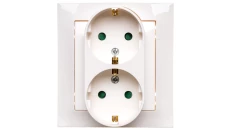 IMPRESJA Gniazdo podwójne z/u Schuko z przesłonami ecru GP-2YSP/27