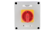 Łącznik krzywkowy 63A rozłącznik 0-1 (4 - biegunowy)w obudowie OB16 z czołem zamykanym żółto/czerwonym SK63-2.8210\OB16ZC