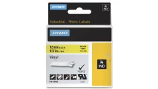 Taśma winylowa do drukarek 12mm x 5,5m czarna na żółtym S0718450 18432