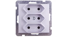 SONATA Gniazdo potrójne b/u 2,5A EURO srebro mat GP-3R/m/38