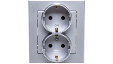 SONATA Gniazdo podwójne z/u Schuko srebro mat GP-2RS/38