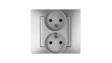 Vestra Gniazdo podwójne 2x2P+Z modułowe bez ramki podtynkowe IP20 srebrny 3843-16