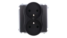 Simon Basic Gniazdo wtyczkowe podwójne z uziemieniem (moduł),16A, 250V, zaciski śrubowe czarny BMGZ2M.01/49