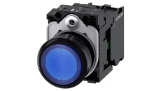 3SU1102-0AB50-1BA0 Illuminated pushbutton, 22 mm, round, plastic, blue, pushbutton, flat, momentary contact type, with holder, 1