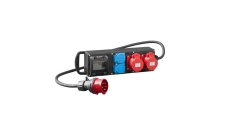 Rozgałęziacz przemysłowy RS-P gumowany 2x2P+Z, 2x32A 5P, z przewodem OnPd i wtyczką 32A 5P z zabezpieczeniem RCD 7012-10