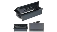 Simon 480 Gniazdo meblowe wpuszczane w blat 3x2P+Z + 2xRJ45 czarne