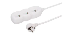 Przedłużacz 3-gniazdowy, 3m biały, 3x1,0mm OWY 34330