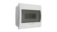 Rozdzielnica modułowa tworzywo 1x12 podtynkowa IP40 IK06 N+PE II klasa drzwi transparentne szare DB112F 1X12P/FMD biały 3843