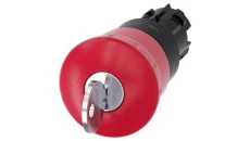 Przycisk bezpieczeństwa 22mm z zamkiem Ronis nr 455 tworzywo czerwony 40mm 2 klucze IP69k SIRIUS ACT 3SU1000-1HF20-0AA0